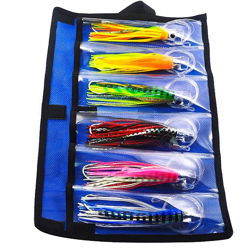 Kmucutie Set of 6 pcs 6.5 inch trolling Lure Marlin Tuna Dolphin Shark Big Game deep sea Fishing Lures Included Mesh Bag (6.5 INCH A) - Image 2